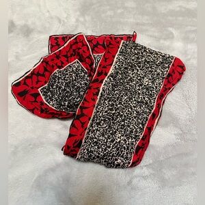 Red and Black Patterned Scarf
